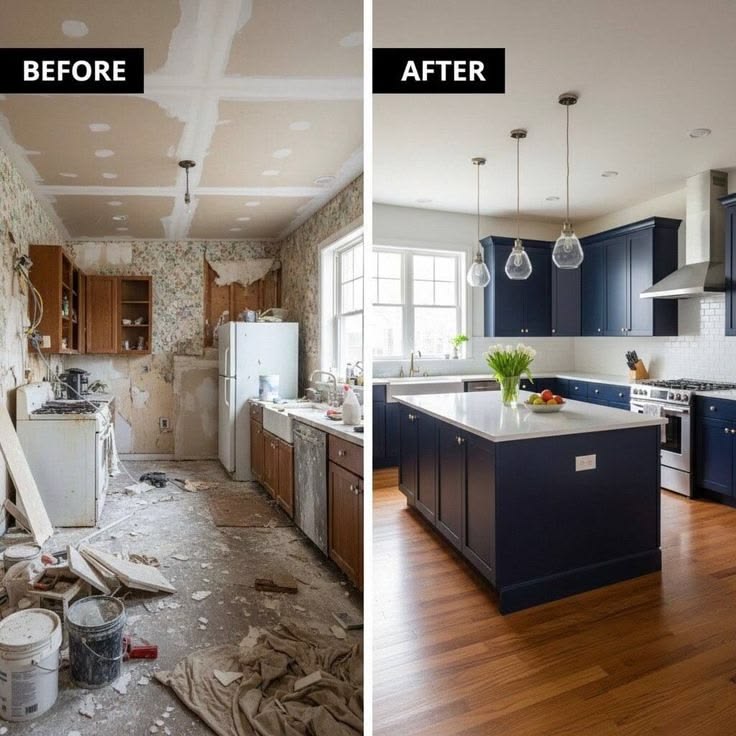 Craftsman finishing wall of renovated home