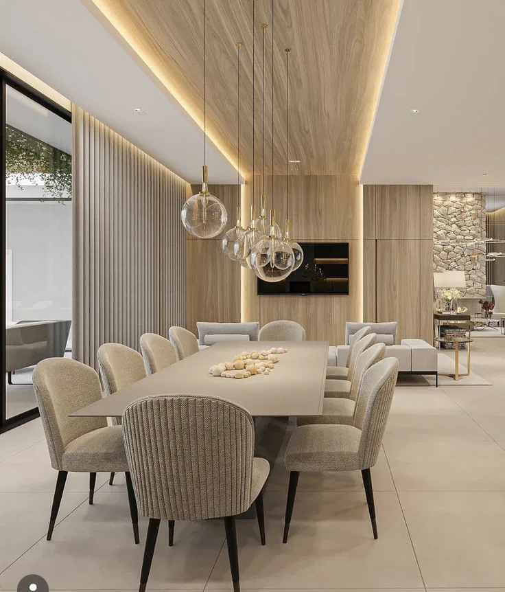 Modern apartment dining and living interior in Chennai